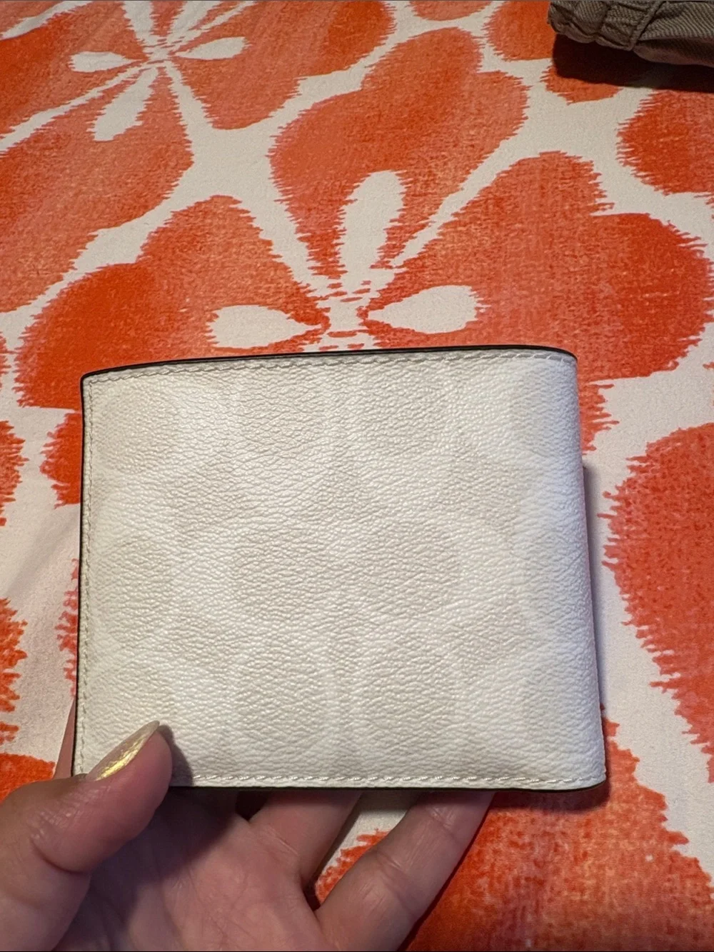 Coach Men’s White Leather Bifold Wallet with Raised Logo
